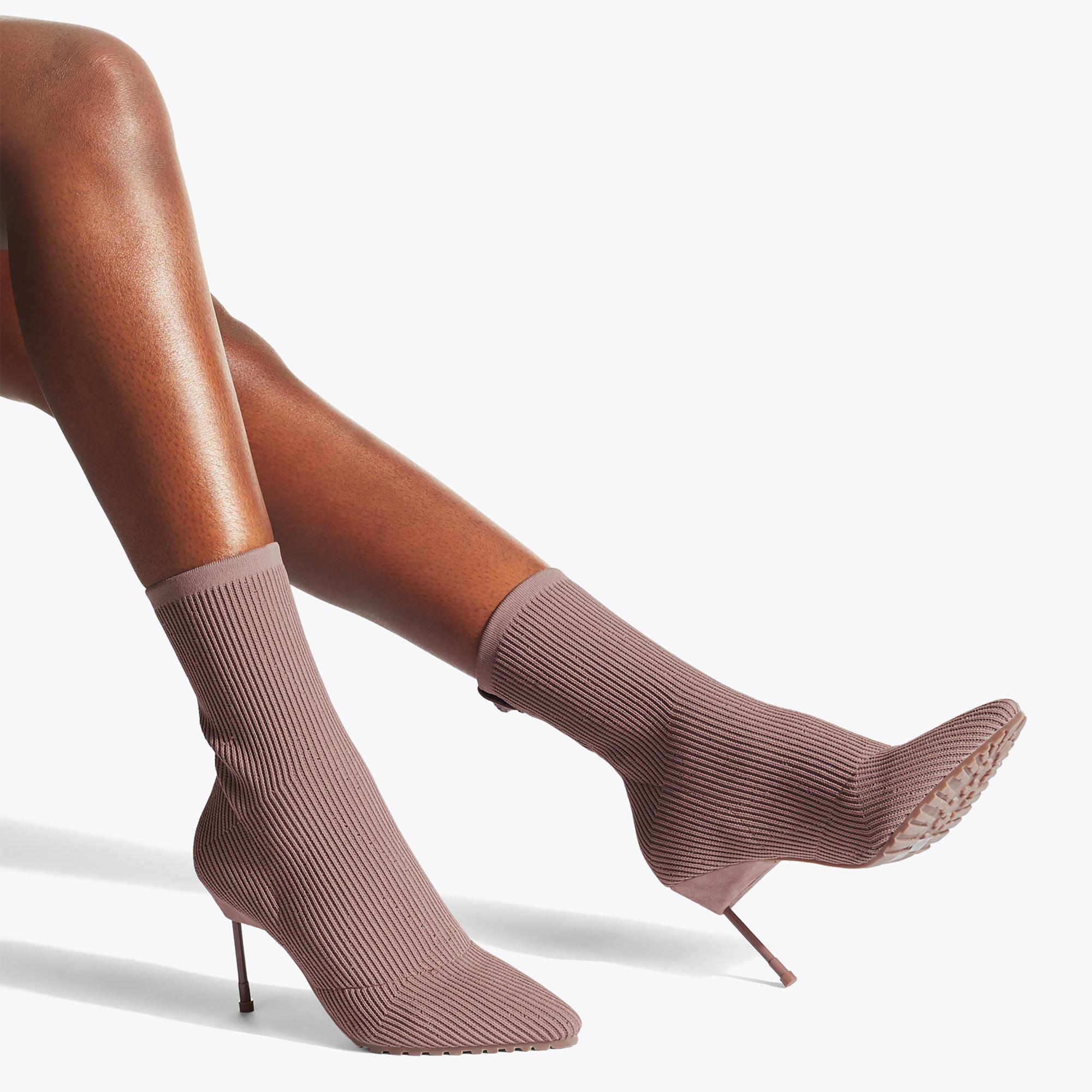 Blush Stiletto Heeled Sock Boot 