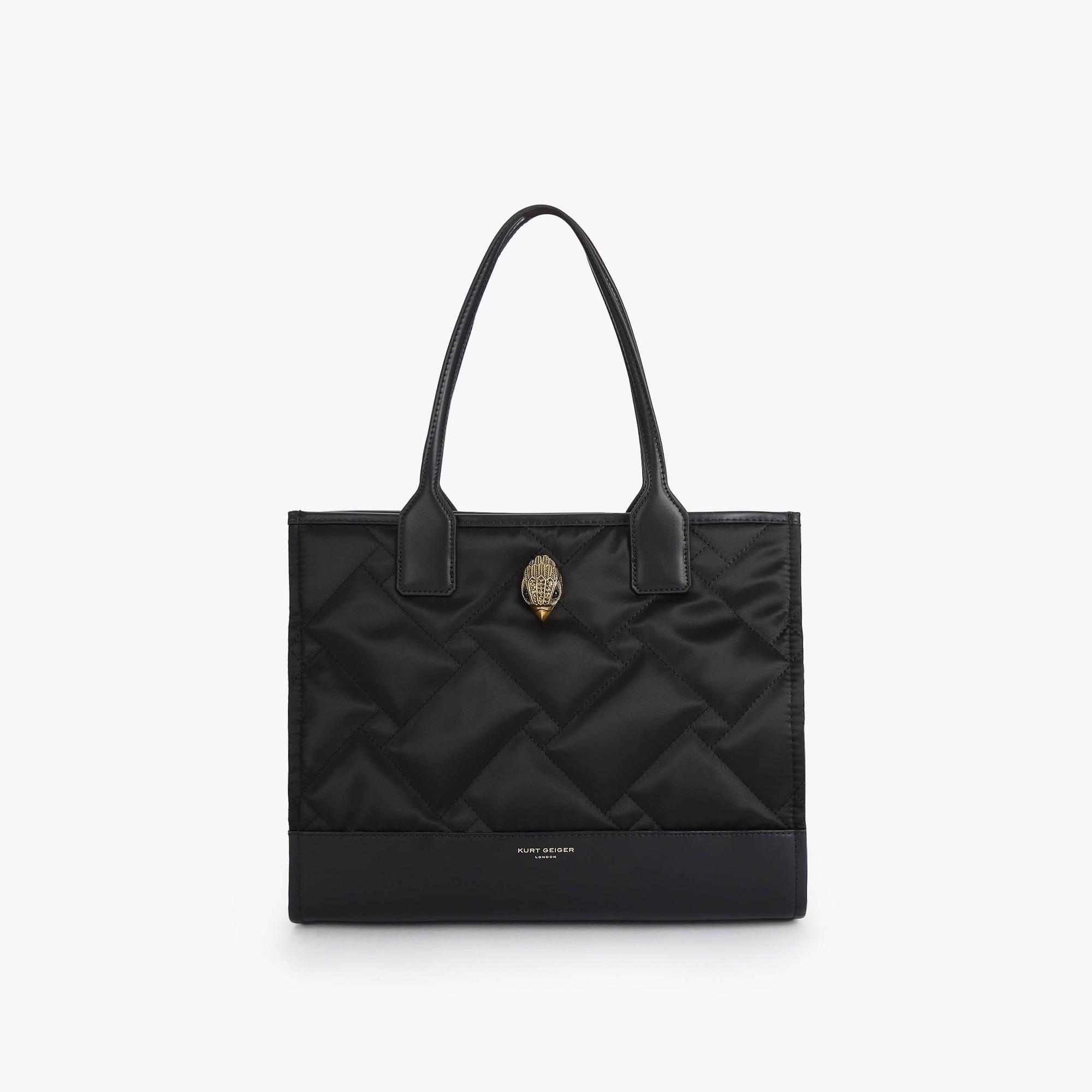 RECYCLED SQ SM SHOPPER Small Black Quilted Recycled Shopper Bag by KURT GEIGER LONDON