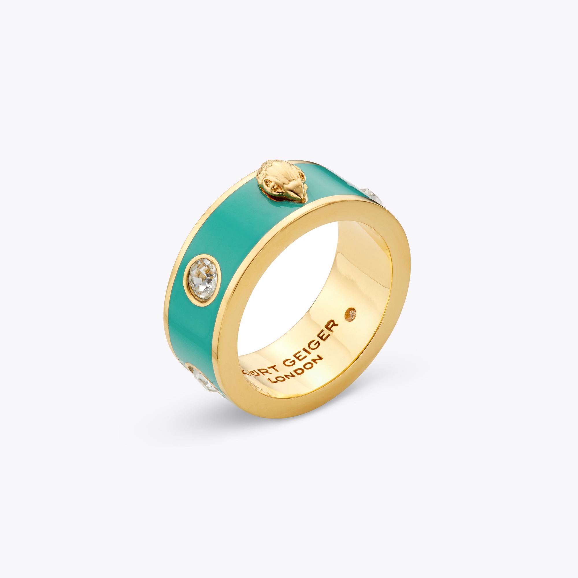GREEN ENAMEL EAGLE RING by KURT GEIGER 