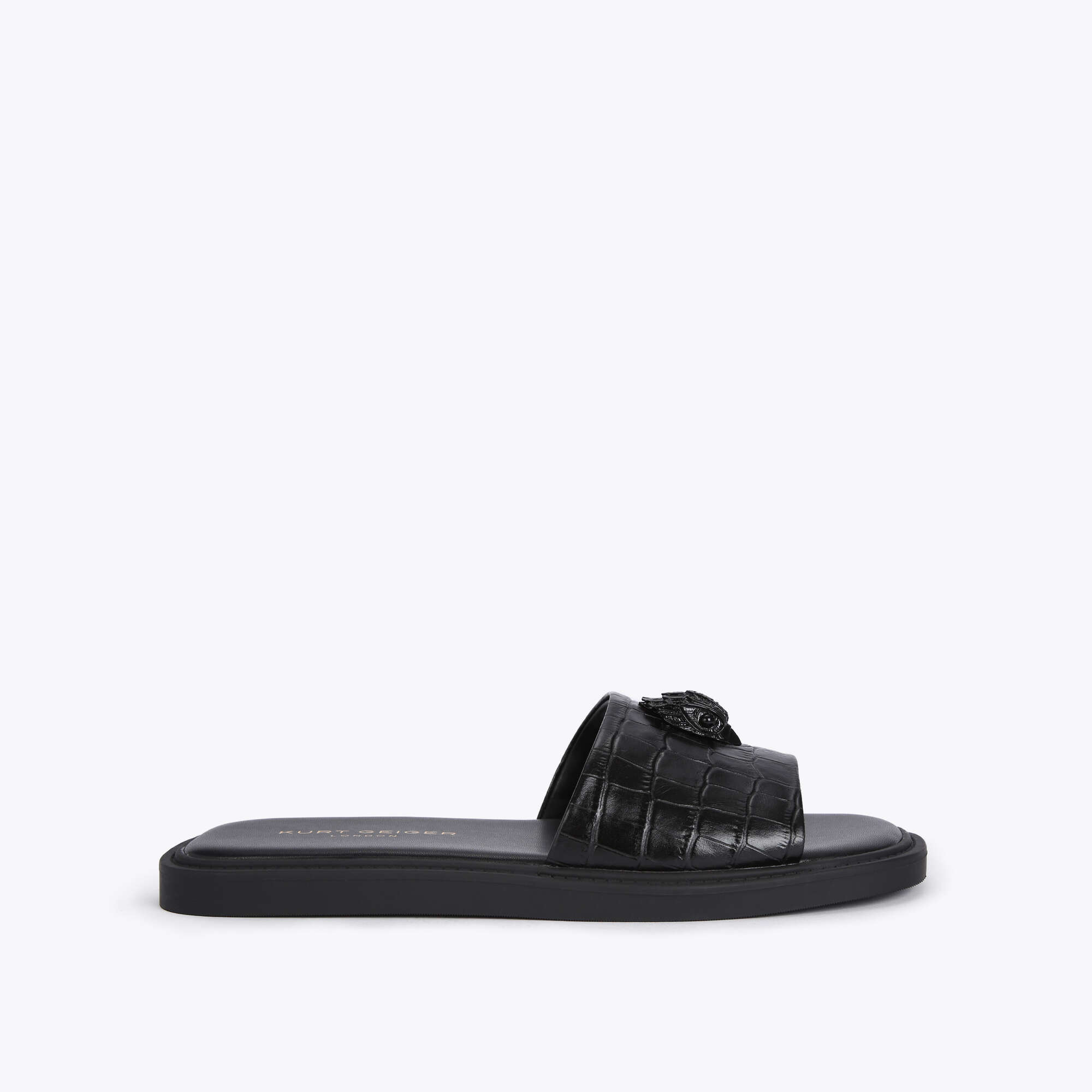 OSCAR SLIDE Black Croc Printed Leather 