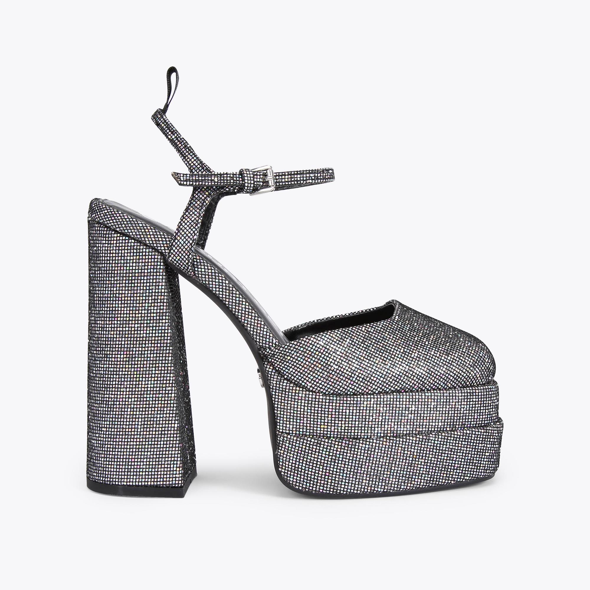 SERENA Glitter Pewter Platform Heels by 