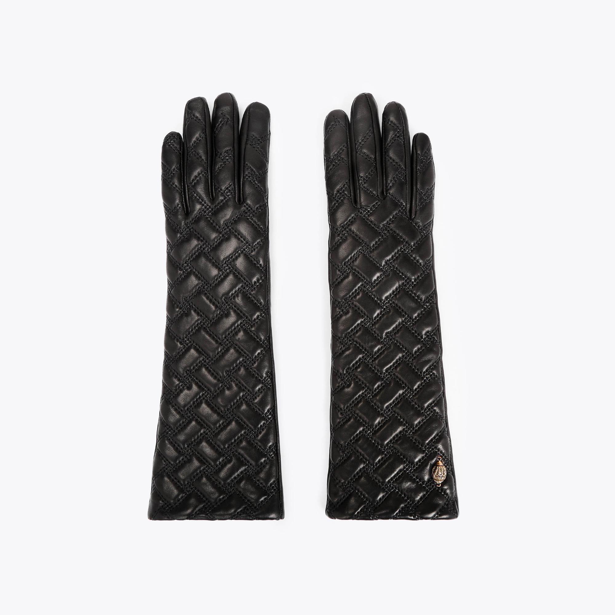 KENSINGTON LONG GLOVES Black Quilted Long Gloves by KURT GEIGER LONDON