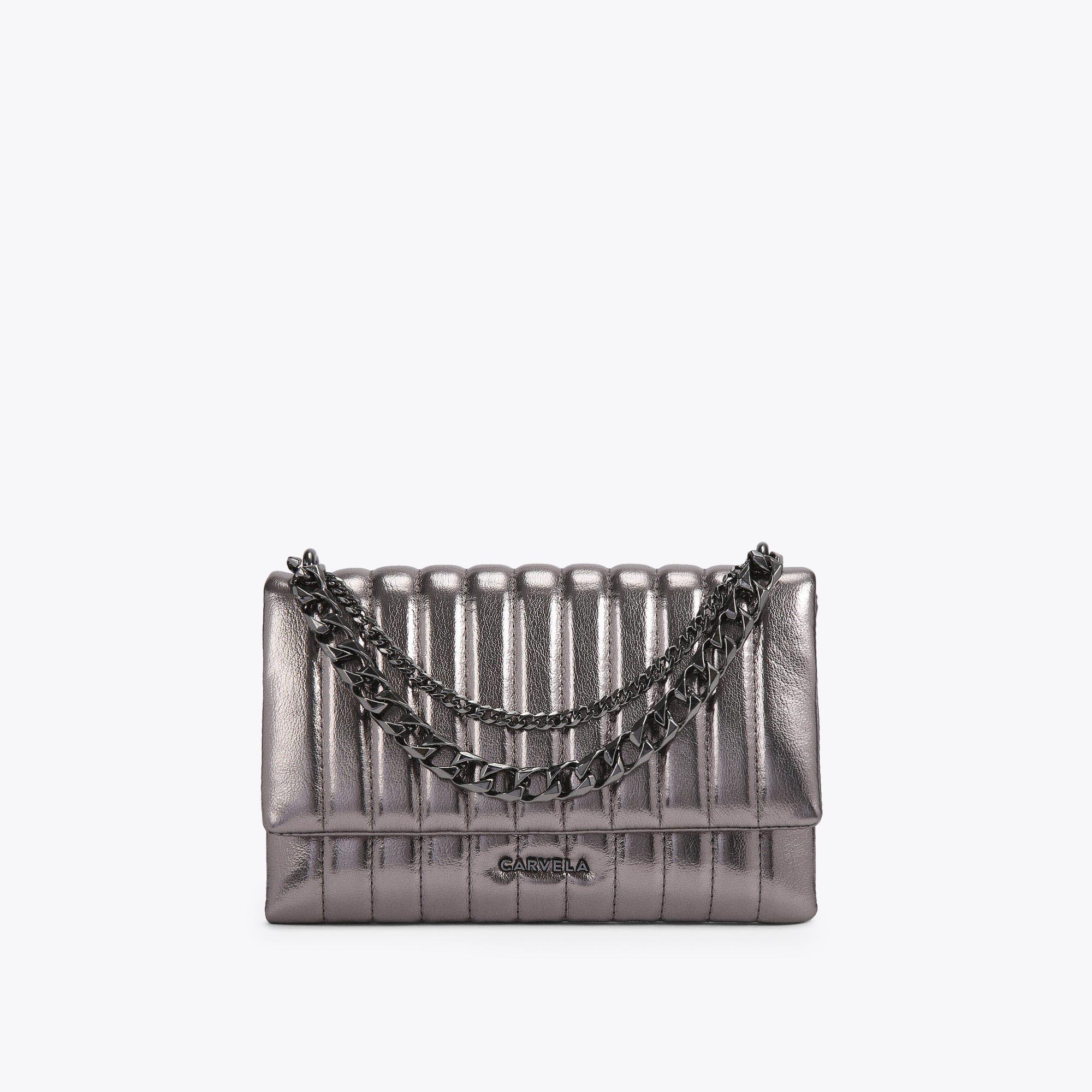 Carvela silver clutch discount bag