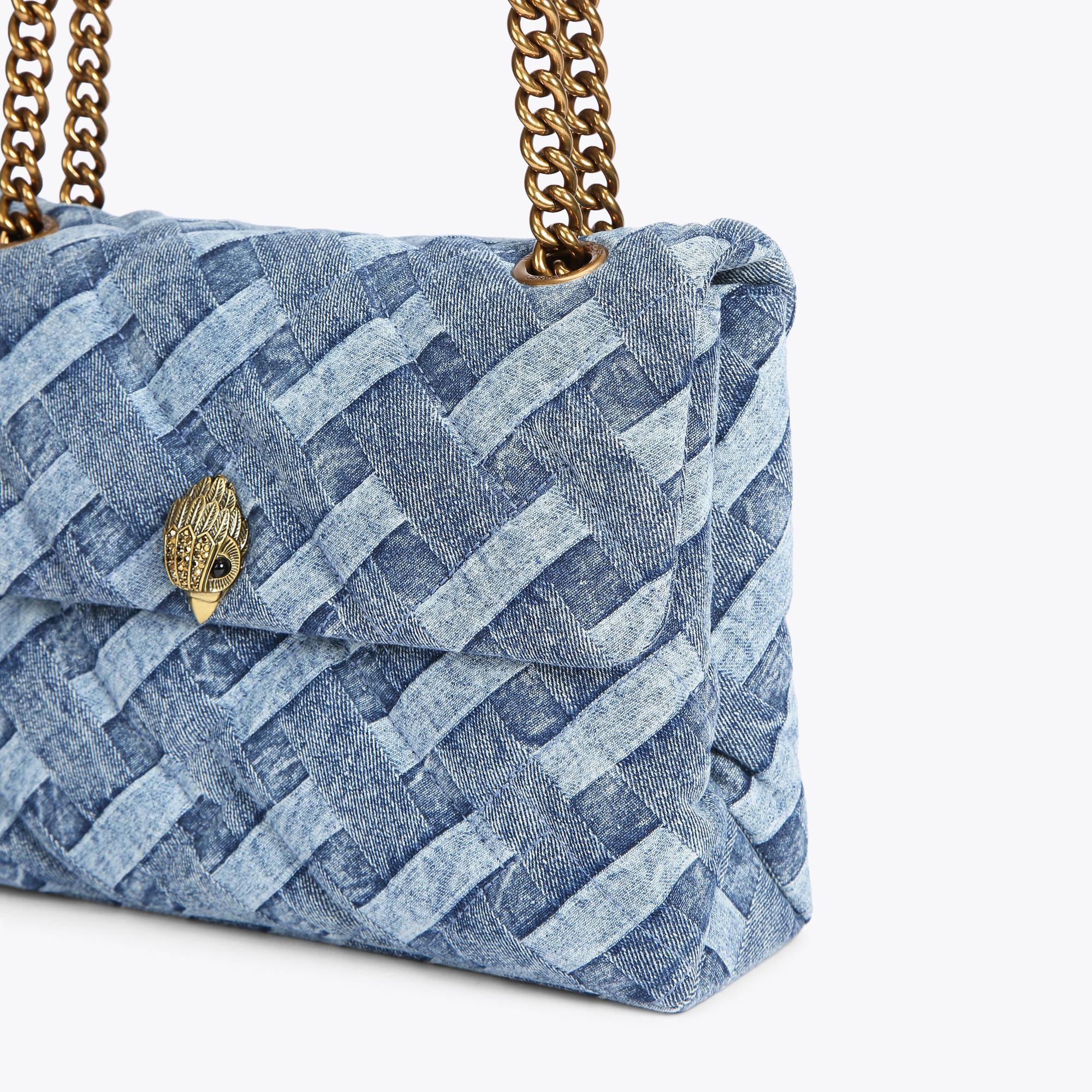 Ribbon-Decor Khaki-Blue Handbag