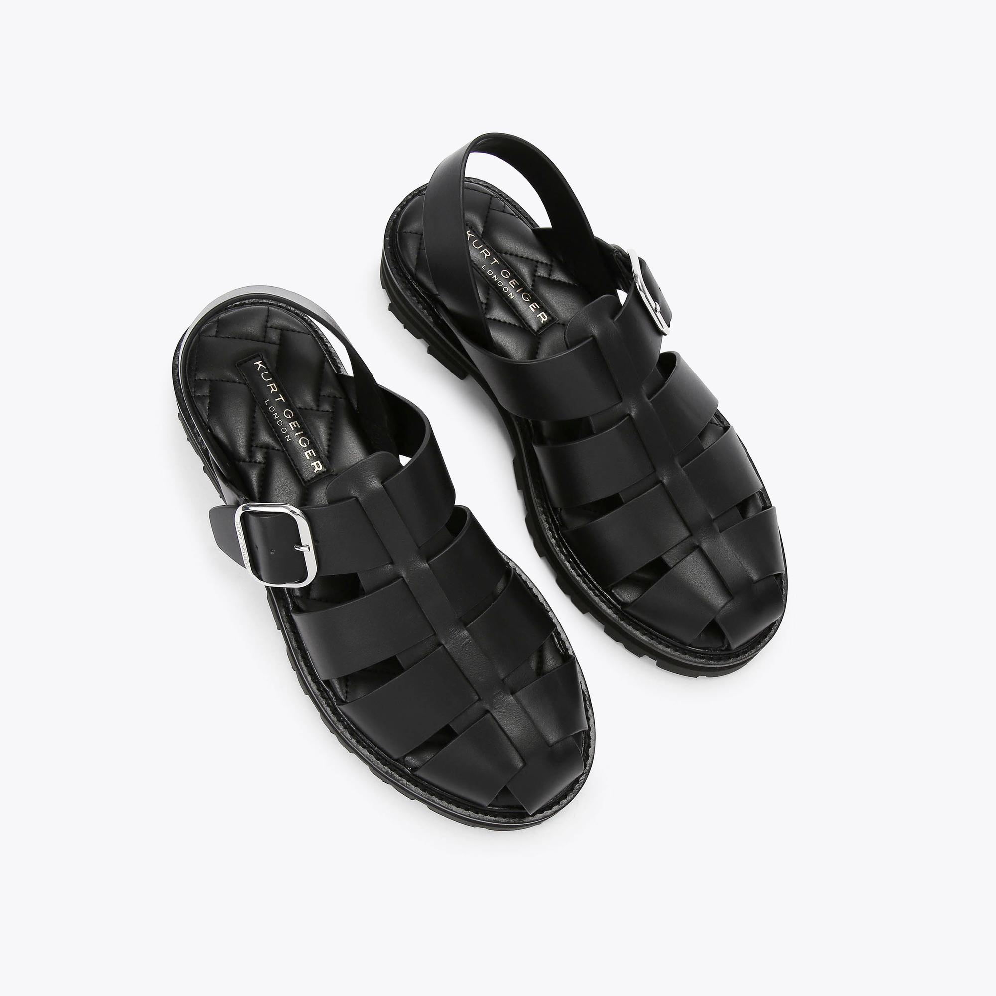 OLLIE Black Leather Fisherman Sandals by KURT GEIGER LONDON