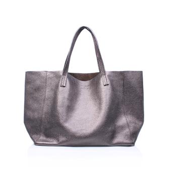 Violet Horizontal Tote Gunmetal Leather Tote Bag from Kurt Geiger London