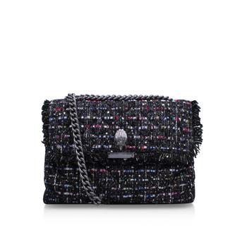 Large Tweed Kensington Black Shoulder Bag from Kurt Geiger London
