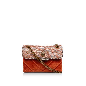Mini Velvet Kensington Orange Embellished Mini Shoulder Bag from Kurt Geiger London