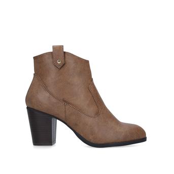 June Tan Block Heel Ankle Boots from Miss KG