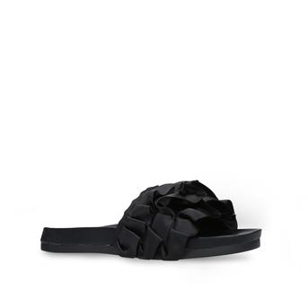Ruffle Black Flat Sliders from Miss KG
