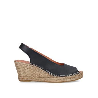 Sharon Black Mid Heel Wedge Espadrille Sandals from Carvela Comfort