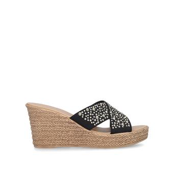 Stephanie Black Embellished Wedge Sandals from Carvela Comfort