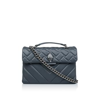 Leather Kensington Grey Leather Shoulder Bag from Kurt Geiger London