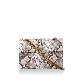 Leather Kensington Snake Print Studded Shoulder Bag from Kurt Geiger London