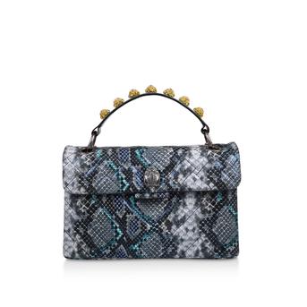 Leather Kensington Blue Snake Print Embellished Shoulder Bag from Kurt Geiger London