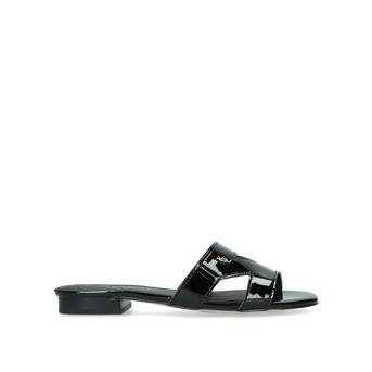 Odina Black Patent Flat Sandals from Kurt Geiger London