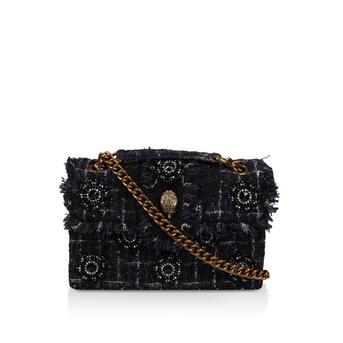 Tweed Kensington Dark Blue Embellished Tweed Shoulder Bag from Kurt Geiger London