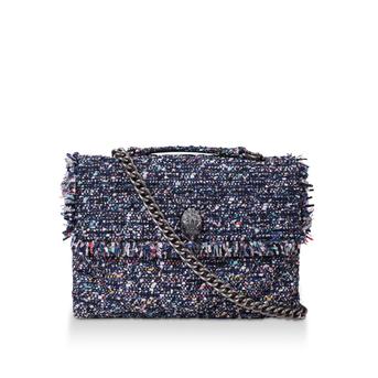 Large Tweed Kensington Blue Tweed Shoulder Bag from Kurt Geiger London