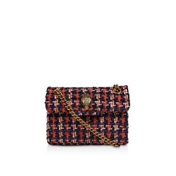 Mini Tweed Kensington Blue and Red Tweed Shoulder Bag from Kurt Geiger London