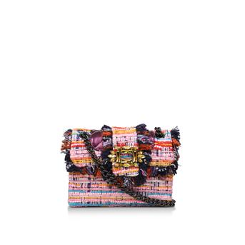 Mini Tweed Mayfair Bag Pink Embellished  Tweed Mini Shoulder Bag from Kurt Geiger London