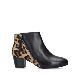 Rachel Black And Leopard Print Block Heel Ankle Boots from Carvela Comfort