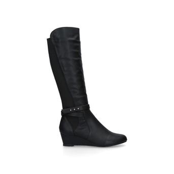 Timothy Black Wedge Heel Knee Boots from Carvela Comfort