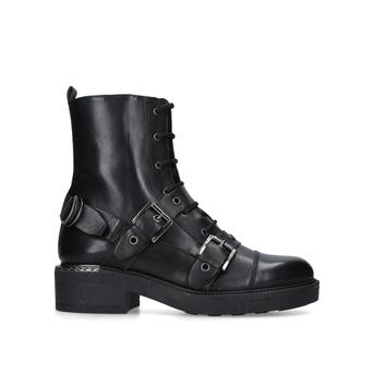 Stalwart Black Leather Lace Up Biker Boots from Carvela