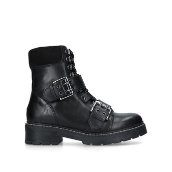 Saunter Black Leather Lace Up Biker Boots from Carvela