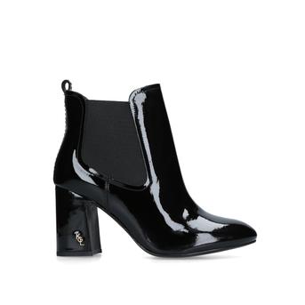 Raylan Black Patent Block Heeled Ankle Boots from Kurt Geiger London