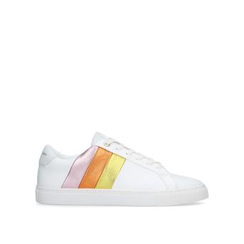 Donnie Rainbow Men's White Leather Rainbow Trainers from Kurt Geiger London