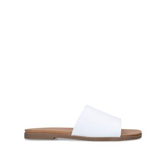 white leather sliders