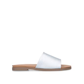 Rogue2 Metallic Silver Flat Sandals from KG Kurt Geiger