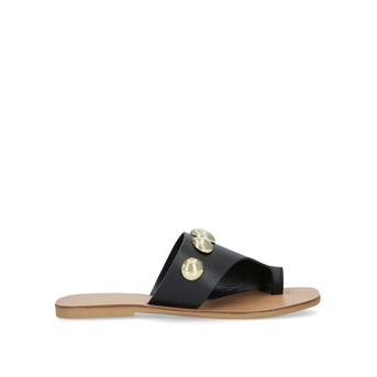 Deena Black Studded Flat Sandals from Kurt Geiger London