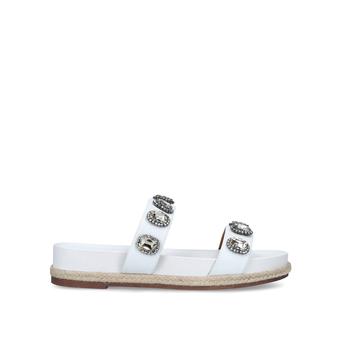 Maiden White Leather Embellished Flat Sandals from Kurt Geiger London
