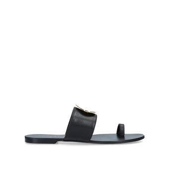 Orchid Black Leather Flat Sandals from Kurt Geiger London