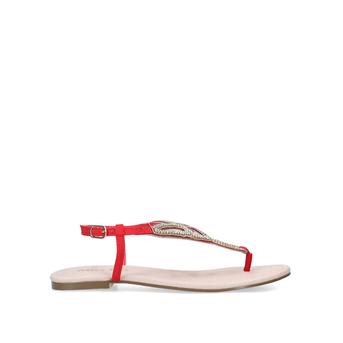 Dolly Red Embellished Flat Sandals from Miss KG