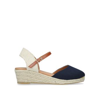 Lea Navy Espadrille Wedge Sandals from Miss KG