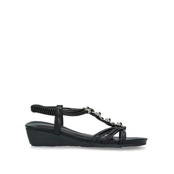 Lexi Black Embellished Low Wedge Sandals from Carvela Comfort