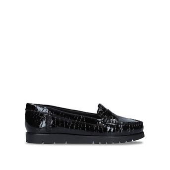 Cath Black Croc Print Patent Loafers from Carvela Comfort