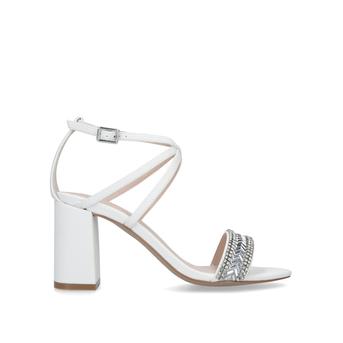 Gita White Embellished Block Heel Sandals from Carvela