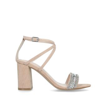 Gita Nude Embellished Block Heel Sandals from Carvela