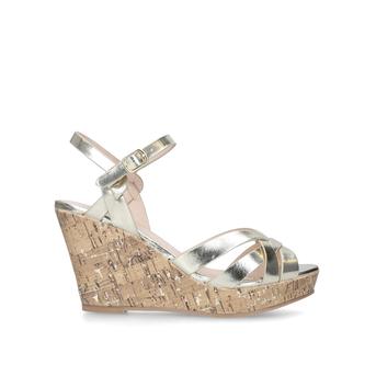 ladies gold wedge mules