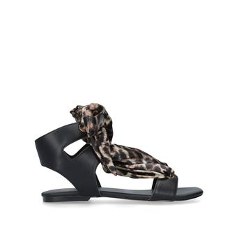 Rose Black Sandals with Leopard Print Ties from KG Kurt Geiger