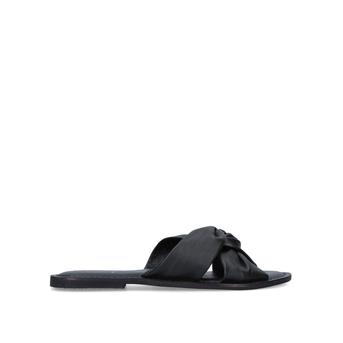 Riley Black Leather Flat Slip On Sandals from KG Kurt Geiger