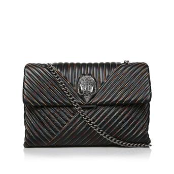 Leather Xxl Kensginton Black Shoulder Bag With Rainbow Stitching from Kurt Geiger London