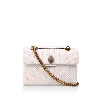 Leather Kensington White Shoulder Bag With Rainbow Stitching from Kurt Geiger London