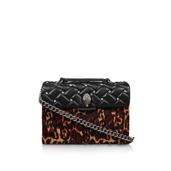 Leather Stud Kensington Black Leopard Print Studded Shoulder Bag from Kurt Geiger London