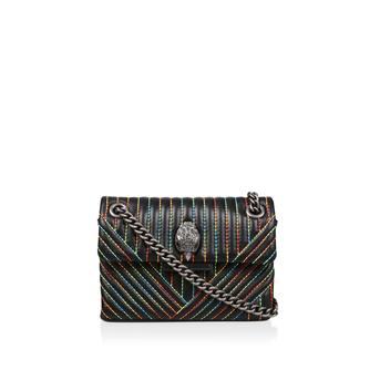 Mini Rainbow Kensington Black Mini Shoulder Bag With Rainbow Stitching from Kurt Geiger London