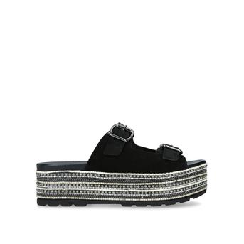 Kat Black Embellished Chunky Flatform Sliders from Carvela
