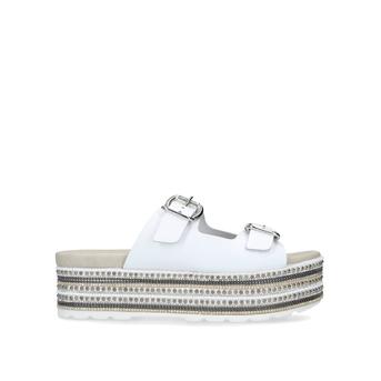 Kat White Embellished Chunky Flatform Sliders from Carvela